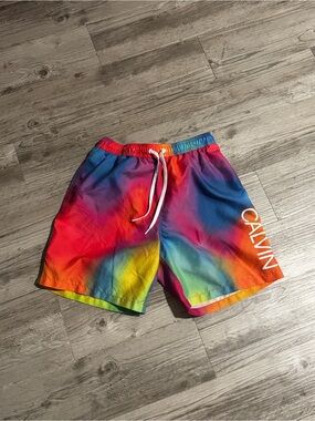 Calvin Klein Rainbow Tie-Dye Multicolor Swim Shorts